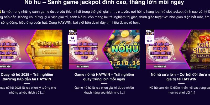 HAYWIN| Cổng Game Nổ Hũ - Tặng 3 Vòng Quay Free Khi Đăng Ký 8 Cổng game HAYWIN hiện đại an toàn